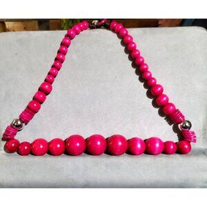 Hot Pink Beaded Necklace & Earrings Set